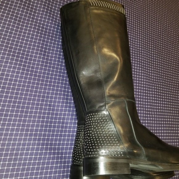 Stelle Monelle Black Leather Micro Studded Tall Boots Women’s Size 9 - Picture 13 of 13
